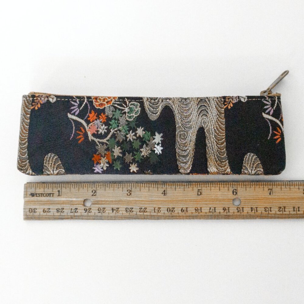 Asian Nishijin Bando Kinran Makeup Girl Cosmetic Bag 7.5" NEW